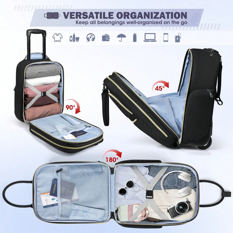 Underseat Softside Carry On Spinner Suitcase With Lock For Travel