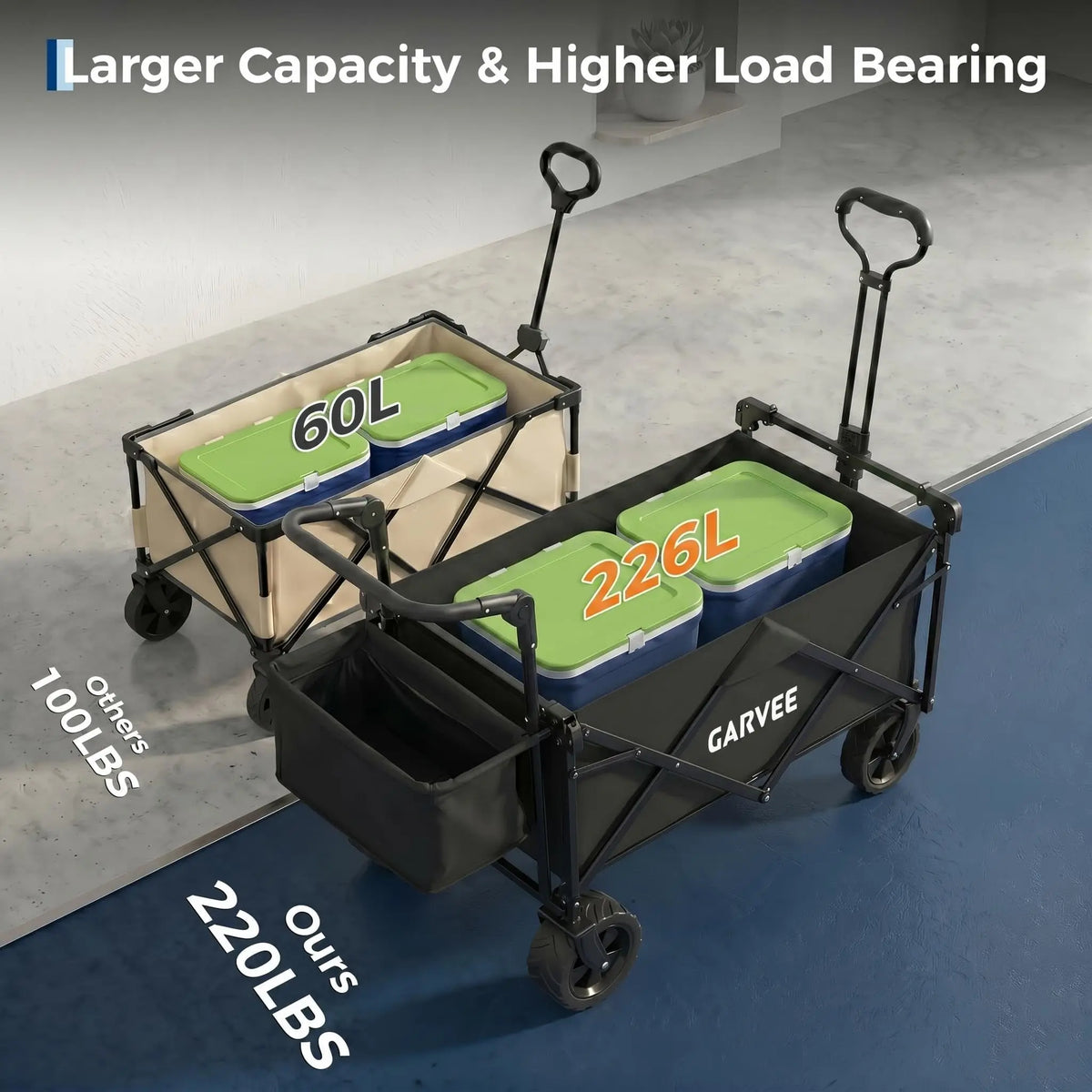HiMISS Folding Utility Wagon Cart With Removable Canopy for Outdoor Use