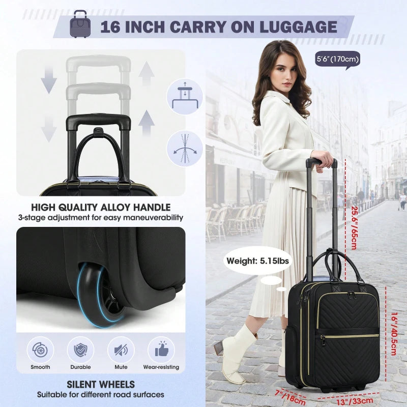 Underseat Softside Carry On Spinner Suitcase With Lock For Travel