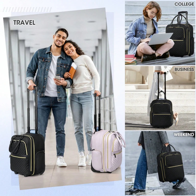 Underseat Softside Carry On Spinner Suitcase With Lock For Travel
